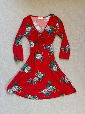 Bobbie Brooks vintage red floral dress.